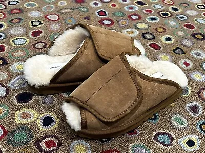 The Vermont Country Store Chestnut Suede Scuffs Slippers Sheepskin Women 9 M New • $37.95