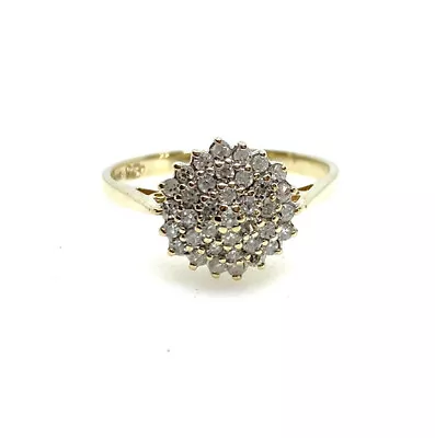 £139 • Buy Gold Diamond Ring 9ct Yellow Gold Diamond Cluster Ring 0.25ct Diamond Ring Gift