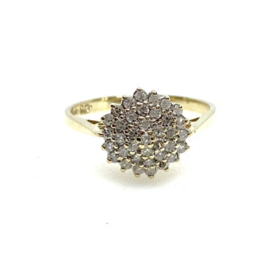 £139 • Buy Gold Diamond Ring 9ct Yellow Gold Diamond Cluster Ring 0.25ct Diamond Ring Gift