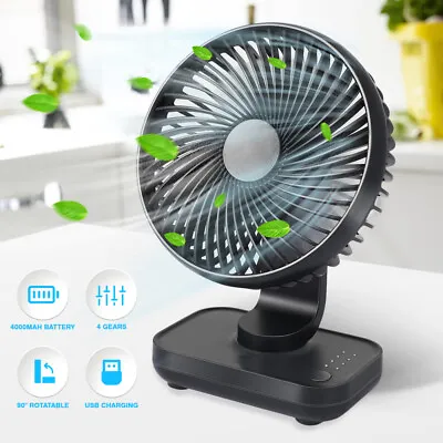 Portable Desk Fan Mini Usb Rechargeable Quiet Cooler Small Table Cooling 4 Speed • $26.99