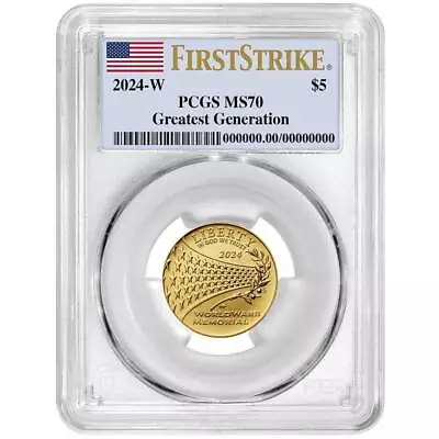 Presale - 2024-W UNC $5 Greatest Generation Gold Commemorative PCGS MS70 FS F... • $979