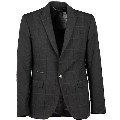 £516.80 • Buy PHILIPP PLEIN Checked Wool Blazer Jacket MASON Black 50 US 40 M L 09996