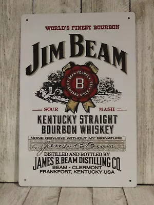 Jim Beam Tin Sign Metal Poster Bourbon Whiskey Bar Vintage Style Ad Man Cave XZ • $10.97