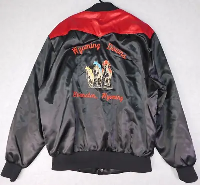 Vintage Bomber Jacket West Ark Wyoming USA Made Horse Embroidery Large Western • $50.65