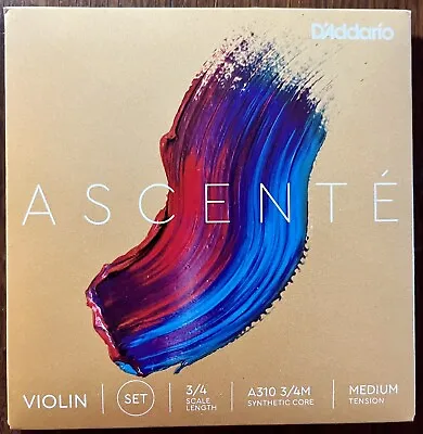 Ascente A310 3/4M Violin String Set 3/4 Scale Medium Tension D'Addario • $25