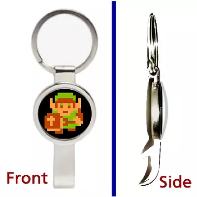 8-Bit The Legend Of Zelda Link Pendant Or Keychain Silver Secret Bottle Opener • $12.99