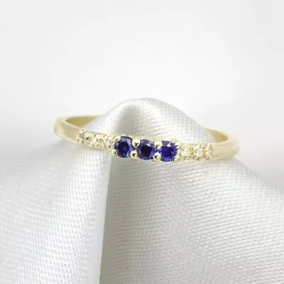 1.3CT Round Lab Created Sapphire Diamond Band Women Ring 14K Yellow Gold Plated • $114.99