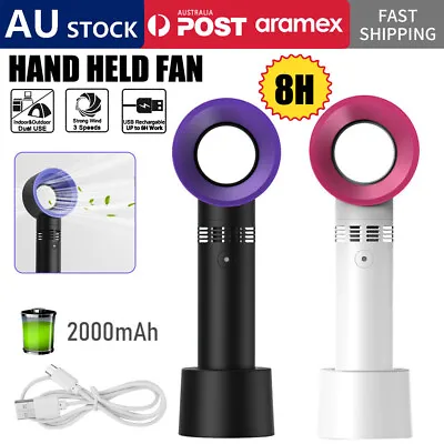 $10.90 • Buy Portable Bladeless Hand Held Cooler Fan USB No Leaf Handy Fan USB Rechargeable