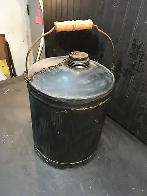 Vintage 5 Gallon Ribbed Galvanized Metal  KERO OIL CAN With Wood Handle • $67.49