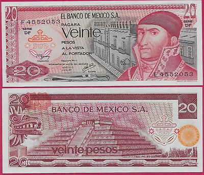 Mexico 20 Pesos 1977 Unc Jose Morelos Y Pavon At Right With Building In Backgrou • $3.50
