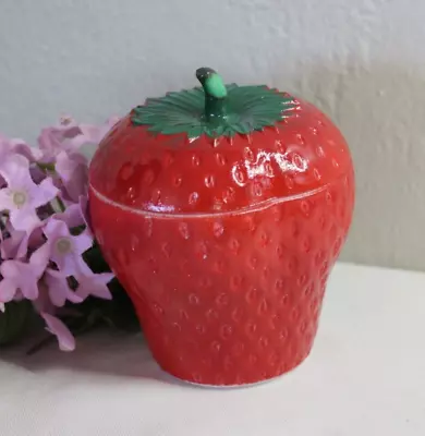 Vintage Hazel Atlas Strawberry Jam Jelly Marmalade Jar Lidded • $18.99