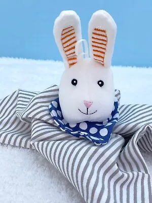 $18 • Buy Ikea Leka Bunny Rabbit Lovey Baby Security Blanket Grey Stripe Blue Dot Bandana