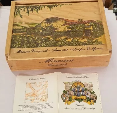 Vintage Mirassou Vineyards San Jose CA Wine Wood Crate W Matching Flyer • $45