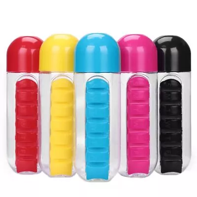 1PC 600ml Sports Plastic Water Bottle Combine Daily Pill Boxes Capsule Water Cup • $3.99