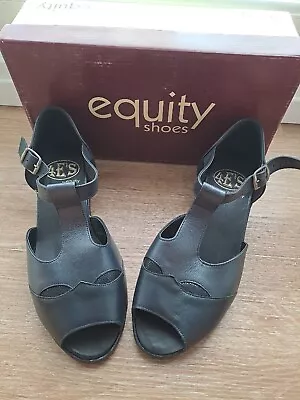 £9.99 • Buy New Ladies Shoes Size 6 Black Adjustable Easy Mobility Sandals By Equity Leather