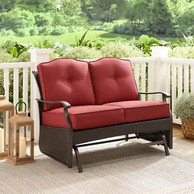 Two Seater Red Cushion Patio Glider Bench Outdoor Seating Furniture • $275