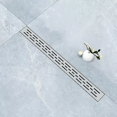 600mm NEW LINEAR SHOWER DRAIN STAINLESS STEEL WETROOM BATHROOM GULLY TRAP WASTE • £38.89