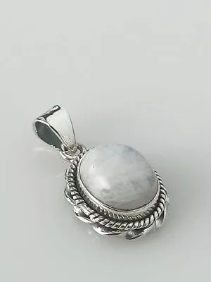 Oxidized Bohemian Oval Moonstone Pendant White Gemstone Bohemian Silver Necklac • $33.24