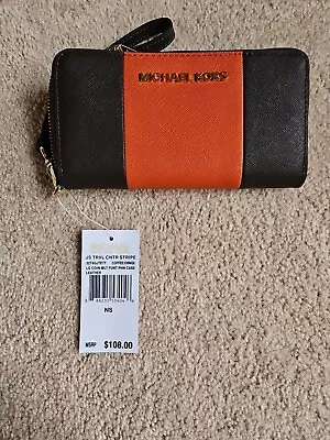 Michael Kors Two-Toned Chocolate / Orange  New Women's Wallet • $100