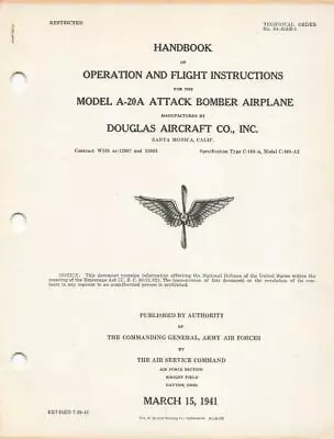 1942 Aaf Douglas A-20a Havoc Attack Bomber Pilot Flight Manual Handbook-rare-cd • $29.99