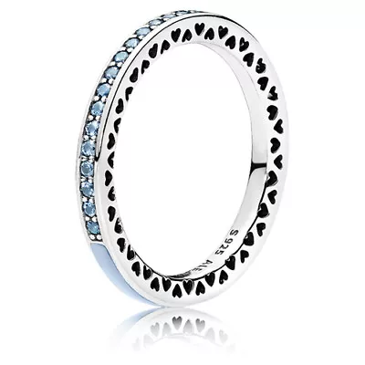 New Authentic Pandora Air Blue Radiant Heart  Ring 191011SSS SIZE 52 54 • $59.99