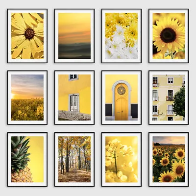Yellow Botanical Wall Art Prints Mustard Living Room Pictures Posters Home Decor • £9.99