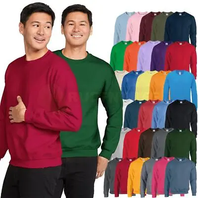 GILDAN Heavy Blend Sweatshirt Crew Neck Plain Pullover Top Sweater Workwear • £13.50