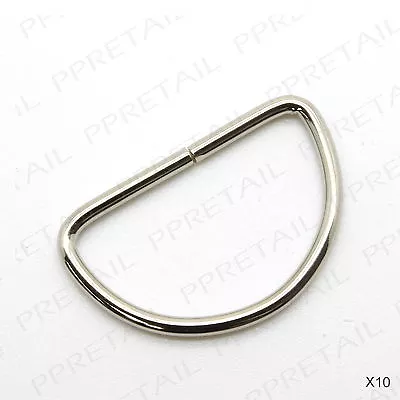 10 X D RING LINKS SILVER 28mm Strong Buckle Strap Belt Clip Nickel Non Welded • £3.99