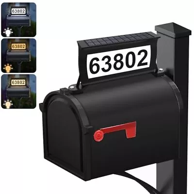 Solar Address Sign 3 Colors-in-1 Waterproof Mailbox Number Plaque For Outside  • $44.42