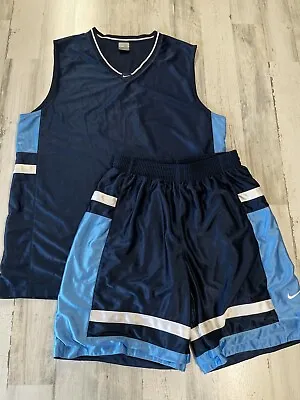 Vintage Nike Basketball Warm Up Suit Size XL Jersey Shorts Blue Mesh • $99.99