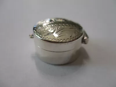 Small Sterling Silver Pill Box Round Shape Engraved On Top For Small Pills • $22.45