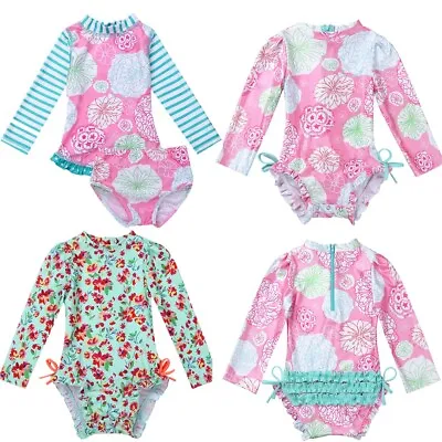£14.39 • Buy Baby Girls Swimwear Back Zipper With Ruffled Swimsuit UPF 50+ Sun Protection