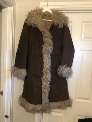 £44.50 • Buy Real Leather Suede Vintage Penny Lane Afghan Coat Jacket Uk M Fur Sheepskin