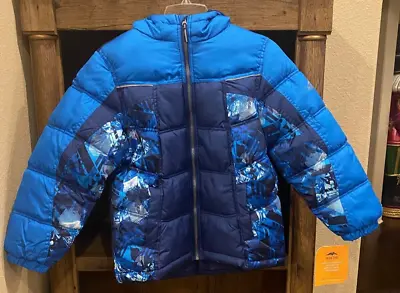 Pacific Trail Thick Hooded Puffer Jacket Blue Fleece Lined Boy's M 10/12 NWT • $50