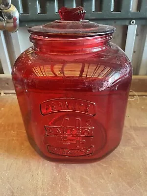 Large Planters Pennant Mr. Peanut Man Red Glass Store Jar 5¢~12  Vintage Look • $59.99