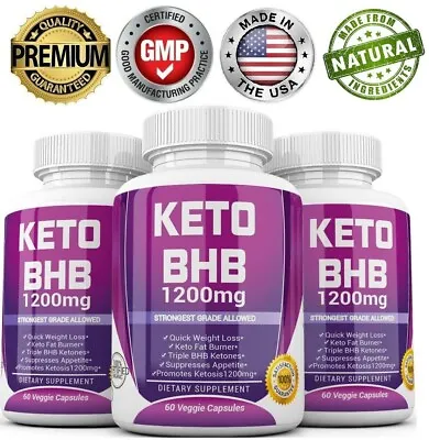 3 X KETO BHB 1200mg PURE Ketone FAT BURNER Weight Loss Diet Pills Ketosis • $10.95