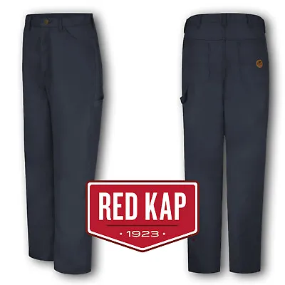 Red Kap Men's Durable Duck Dungarees Pants Navy Blue Industrial Work Uniform • $24.98