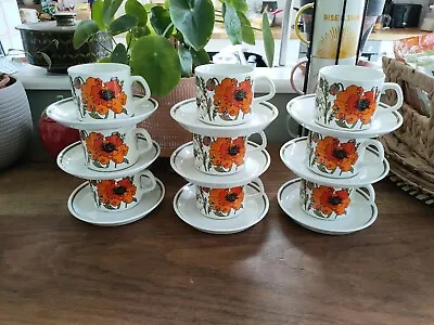 J & G Meakin Poppies Cup And Saucer. This Is Not £4 For 8 Cups  • £4
