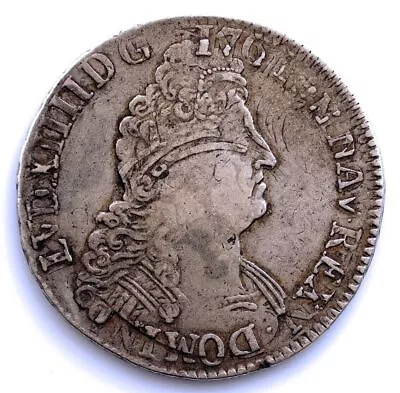 SC France - Louis XIV.  Ecu 1704. Minted On Another Ecu. Silver 26.8 G. LIMITED • £166.51