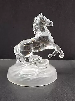 Vintage Clear Lead Crystal Horse Figurine Made In France Frosted Base 6” • $15