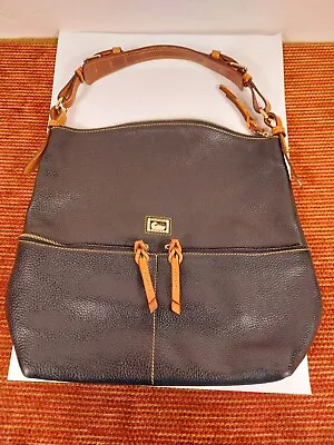 Dooney Bourke Dillen Black Pebbled Leather Dome Double Pocket Hobo Handbag • $62