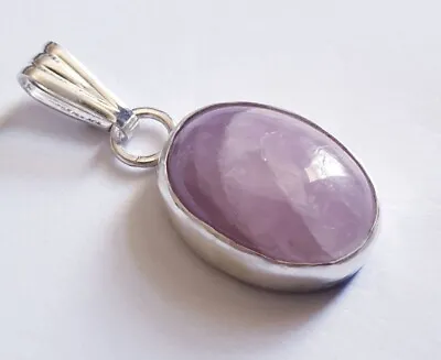 Exquisite Sterling Silver Mount Kunzite Oval Cabochon Pendant With SS Bail. • £30.40