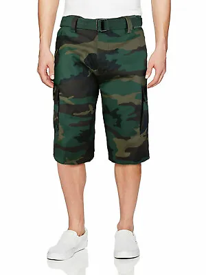 Men's Camo Cargo Military Army Multi Pocket Shorts With Belt • $34.64