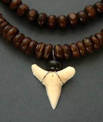 Real Shark Tooth Necklace Adjustable 1.5cm Pendant Boys Mens Skater Surfer • £9.99