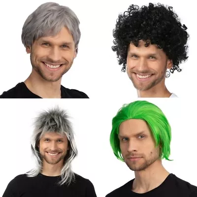 £9.99 • Buy Men Short Hair Wigs Natural Cosplay Straight Curly Men Party Wigs