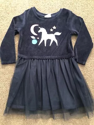 $12 • Buy Cotton On Kids Navy Blue Unicorn Dress - Size 4