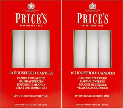 Household Candles White Wax Unscented Candles 5 Hour Burn Time 20 Pack • £8.19