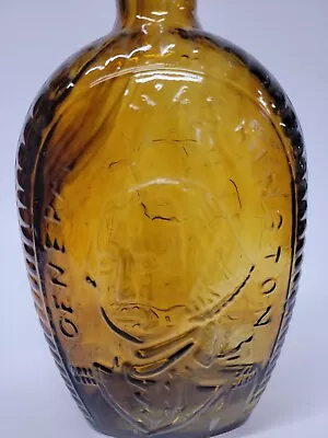 Vintage Patriotic Swirly Amber Glass Bottle With General Washington And Eagle • $15.03