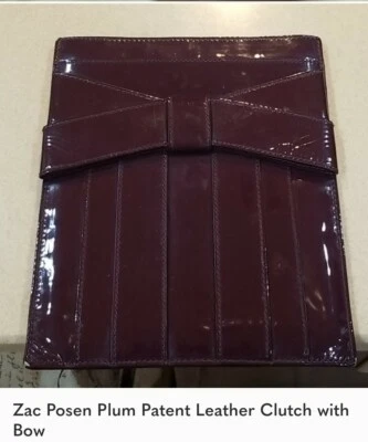 $15 • Buy Z Spoke By Zac Posen Plum Rectangle Patent Leather Clutch W/Bow