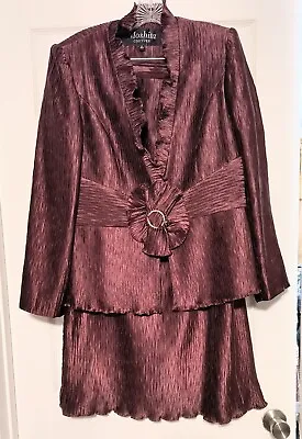 Moshita Couture Women’s Raspberry Color Lined 2 Piece Skirt Jacket Suit Size 12 • $27